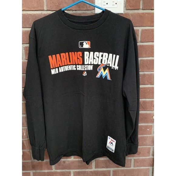 Majestic Other - Majestic Miami Marlins Baseball Black Long Sleeve Shirt Size Large
